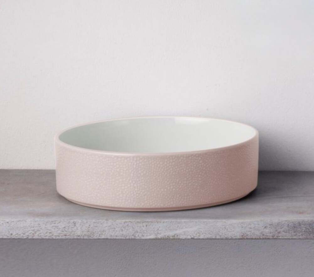 Noritake ColorTex Stax Serving Bowl Blush Pink 9.75” Modern 67 oz